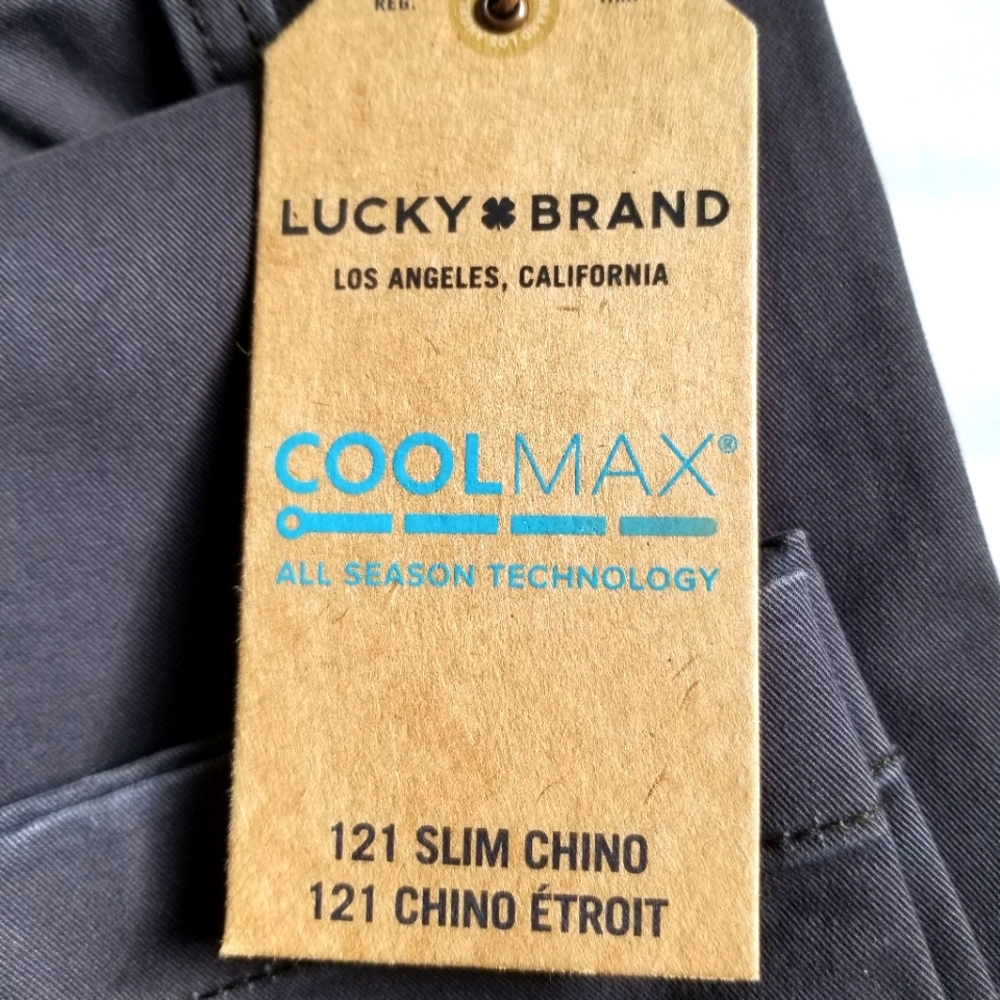 Lucky Brand Mens 121 Slim Coolmax Chino pants gray